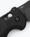 Benchmade Triage 916SBK detail photo of knife blade and locking mechanism