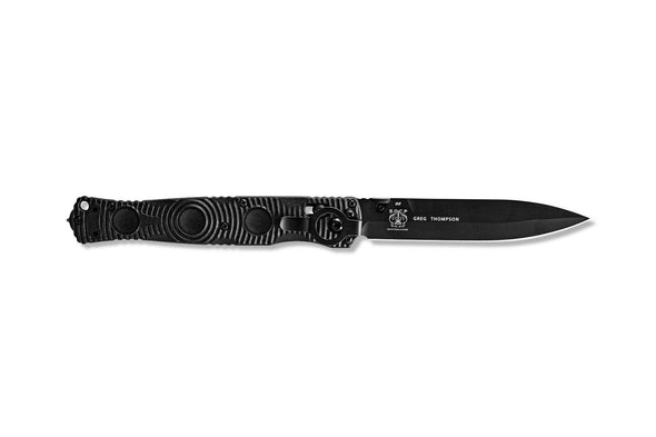 Benchmade-391BK-Tactical-Folder-Knife-backside-view-with-rapid-deployment-ring. Benchmade SKU: 391BK UPC 610953196622 