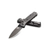 Benchmade 533BK-2 Mini Bugout Knife. Black Mini Bugout Knife Open view with closed view