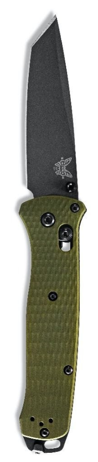Benchmade 537GY-1 Bailout® Knife with Plain Tanto blade and woodland green anodized aluminum handles. Benchmade SKU: 537GY-1