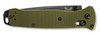 Benchmade 537SGY-1 Bailout® Knife closed view. Serrated Tanto blade and woodland green anodized aluminum handles. Benchmade SKU: 537SGY-1