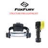 FoxFury Structure Fire Lighting Kit P/N SFIRE-KIT-1. Low profile fire helmet light with brightest firefighter flashlight