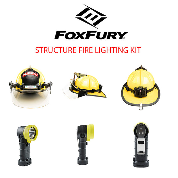 FoxFury Command 20 Fire Helmet Light. Brightest Firefighter flashlight. FoxFury Structure Fire Lighting Kit P/N SFIRE-KIT-1.