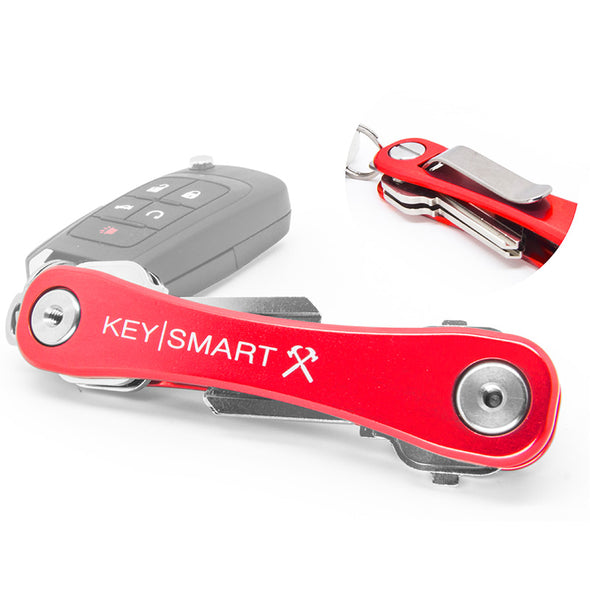 KeySmart Rugged-key-holder-red-KS607-RED_Key chain with pocket clip and bottle opener