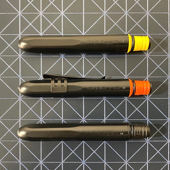 Pokka Pens, 3 pack includes; Blakk/Yellow, Blakk, Blakk/Blaze Orange Colors. 3 Pack with one Pokka Klip Accessory. Waterproof EDC pen. Everyday Carry pen-lifestyle-image. American made EDC Pen!