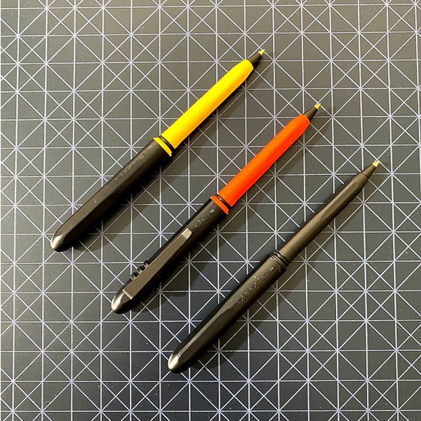 Pokka Pens, 3 pack includes; Blakk/Yellow, Blakk, Blakk/Blaze Orange Colors. 3 Pack with one Pokka Klip Accessory. Waterproof EDC pen. Everyday Carry pen-lifestyle-image. American made EDC Pen!