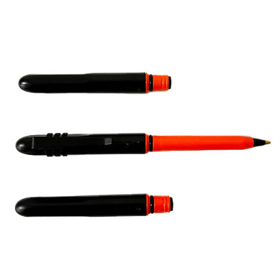 Pokka Pens, Blakk/Blaze Orange Pokka Pens, 3 Pack of Pokka Pens with Pokka Klip. Waterproof EDC Pen made in the USA!