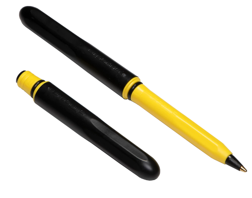 Pokka Pens, Blakk/Yellow Pokka Pen. Waterproof EDC pen. Lightweight, compact pen designed for Everyday Carry. Pokka Pens are made in the USA!